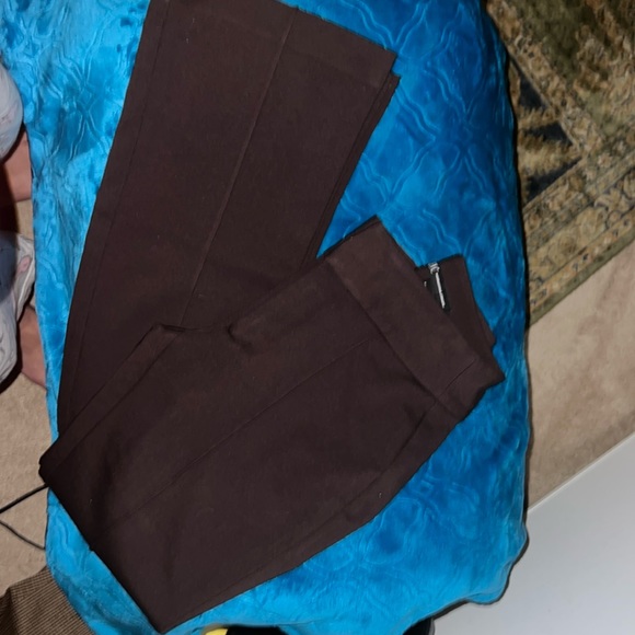 INC 0Petite Chocolate Brown Pants Front Seam Barely Bootcut - Picture 1 of 7